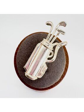 Golf Club Bag Sterling Silver 925 Pin Brooch Size 2" Length